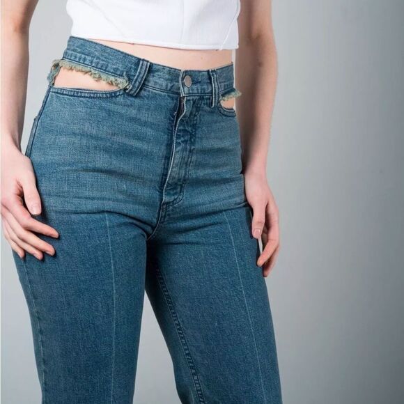 Rachel Comey cut out High-Waisted Blue Denim Jeans, US4 - Picture 8 of 14
